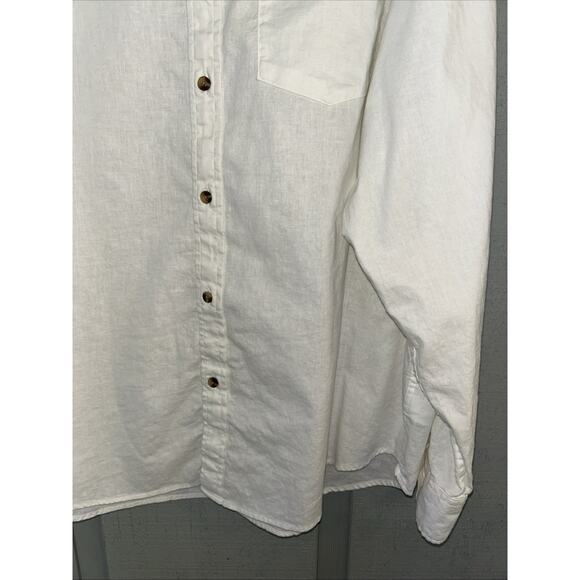 Old Navy Linen Blend Button Up Womans XXL Color Calla Lily Quiet Luxury Beach - Picture 4 of 10